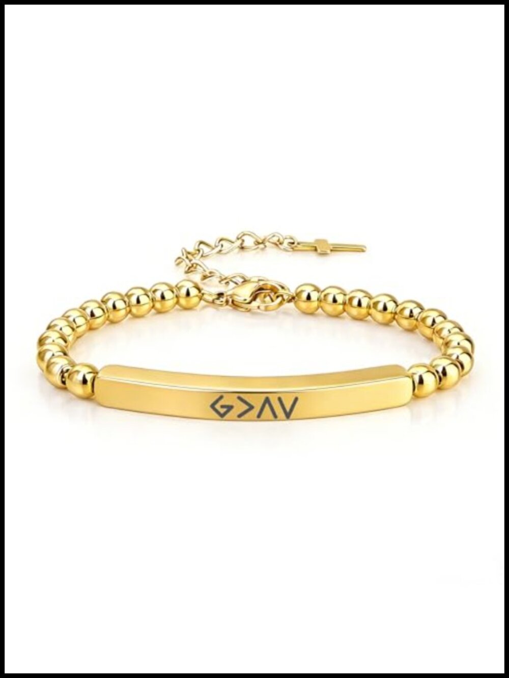 Christian Bracelet Stainless Steel Beaded Cross Bible Verse Faith Gift Women